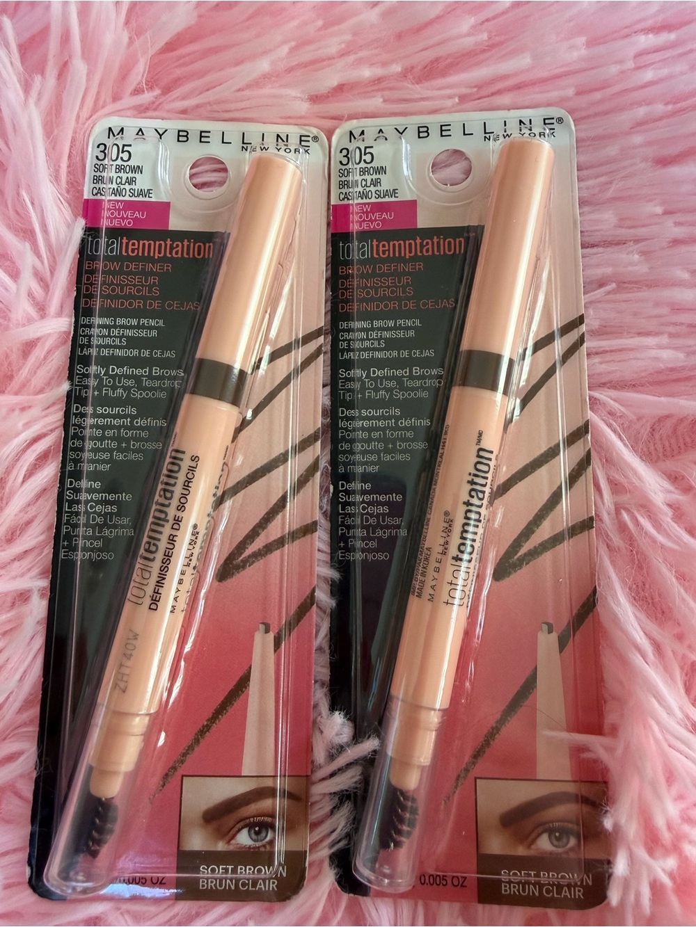 Two Maybelline Total Temptation Brow Definer in Soft Brown BN